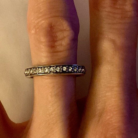 Brighton Jewelry - Brighton Crystal Eternity Band Ring Sz 7 Silver Tone Signed Classic Stackable